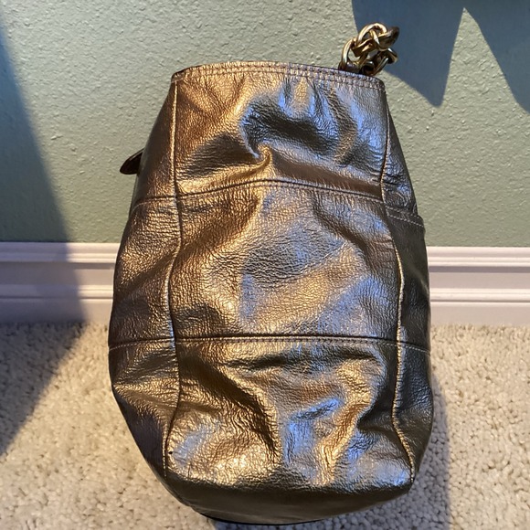 COACH Madison Tribeca Metallic Gold Leather Patent Chain Tote Purse RARE 15373 - Picture 4 of 13